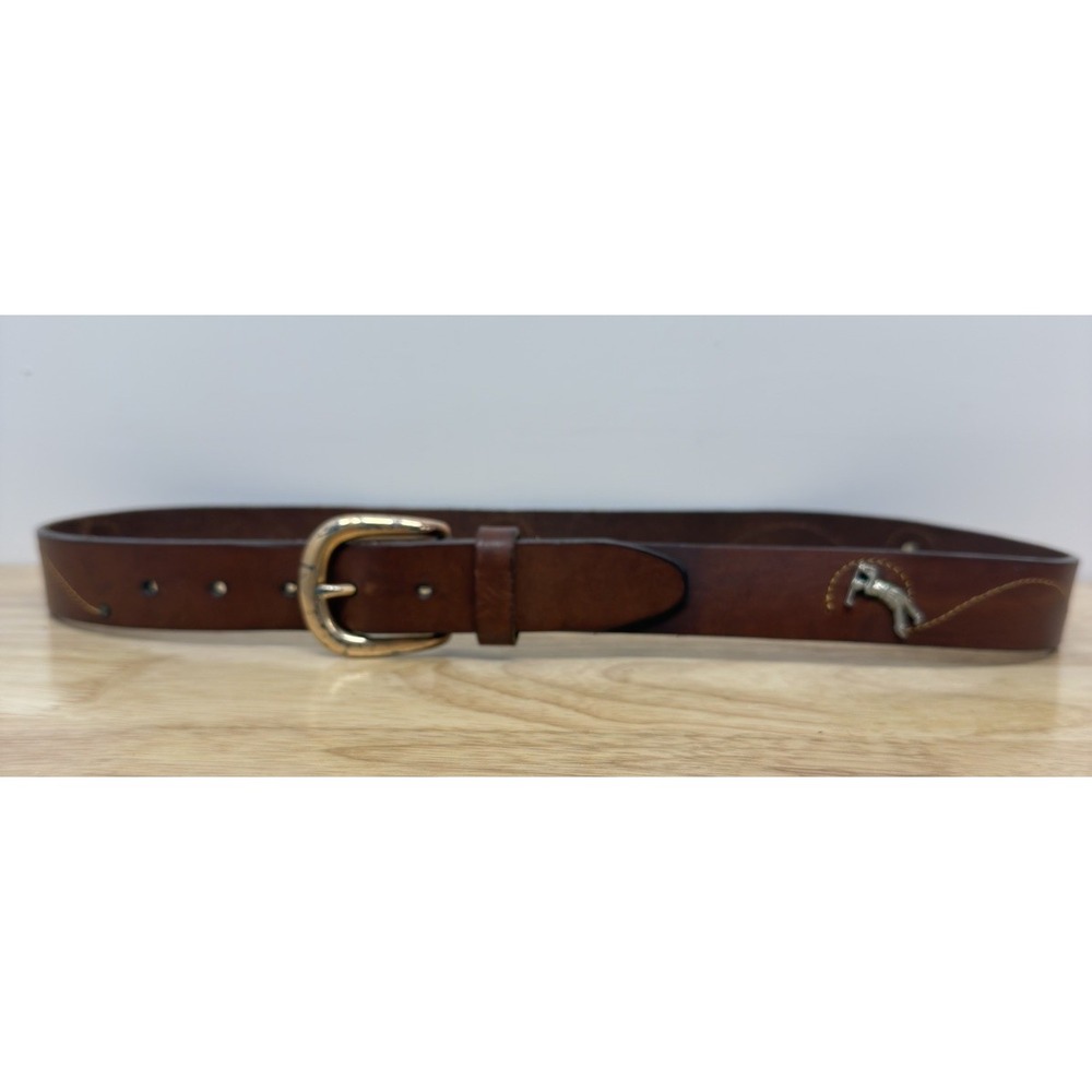 Cole Haan Men's Tan Leather Golfer imbedded Belt Size 36 Made‎ In USA #50